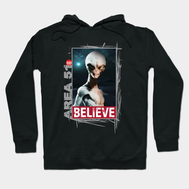 Area 51, I Believe! Alien Collection #008c Hoodie by jonathanptk